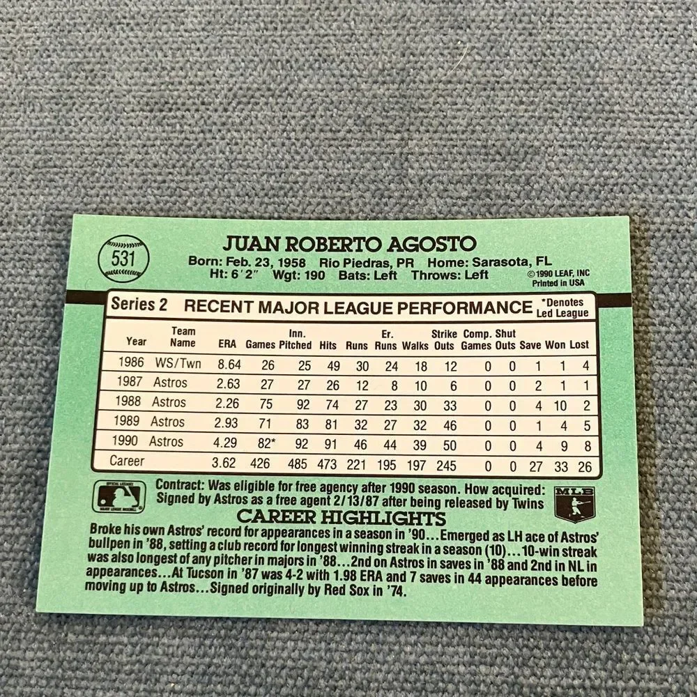 1991 Donruss Houston Astros Baseball Card Trading Card